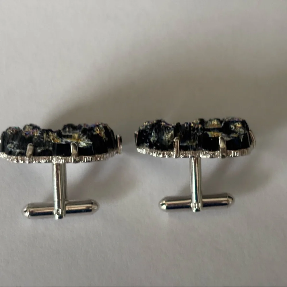 Vintage Swank Lava Rock Cuff Links Peacock- blue, Green, purple